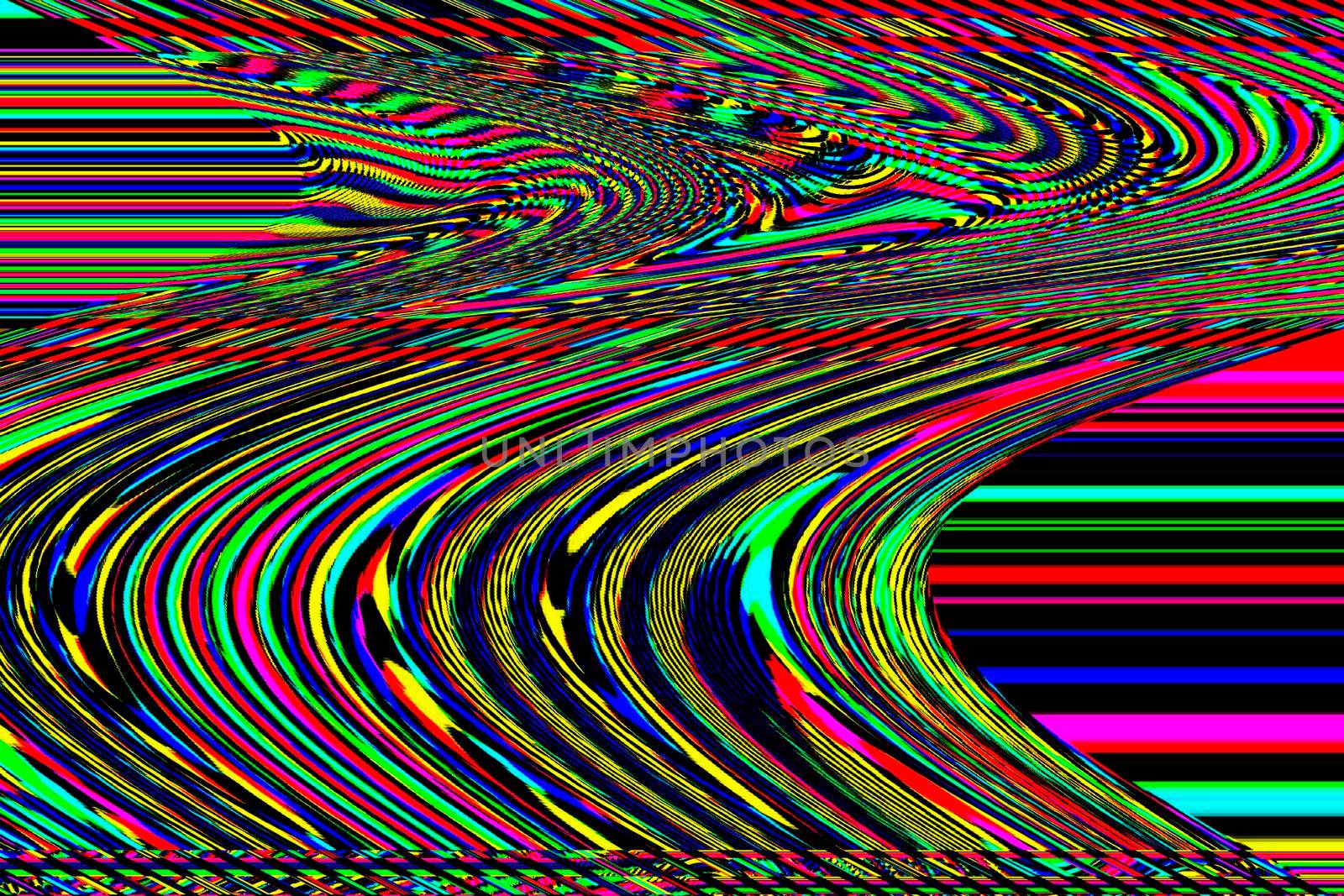 Glitch psychedelic background. Old TV screen error. Digital pixel noise abstract design. Broken pixels glitch. Television signal fail. Technical problem grunge wallpaper. Colorful noise rerto