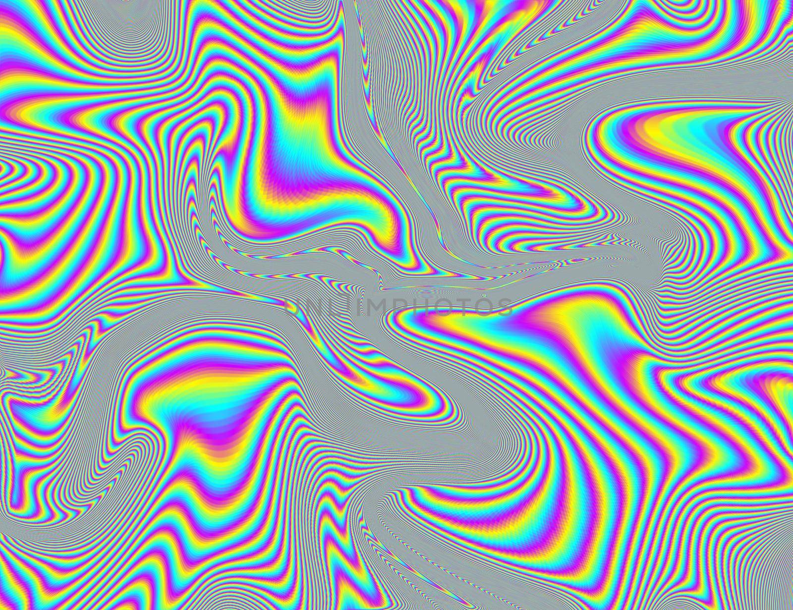 Hippie Trippy Psychedelic Rainbow Background LSD Colorful Wallpaper. Abstract Hypnotic Illusion. Hippie Retro Texture Glitch and Disco.