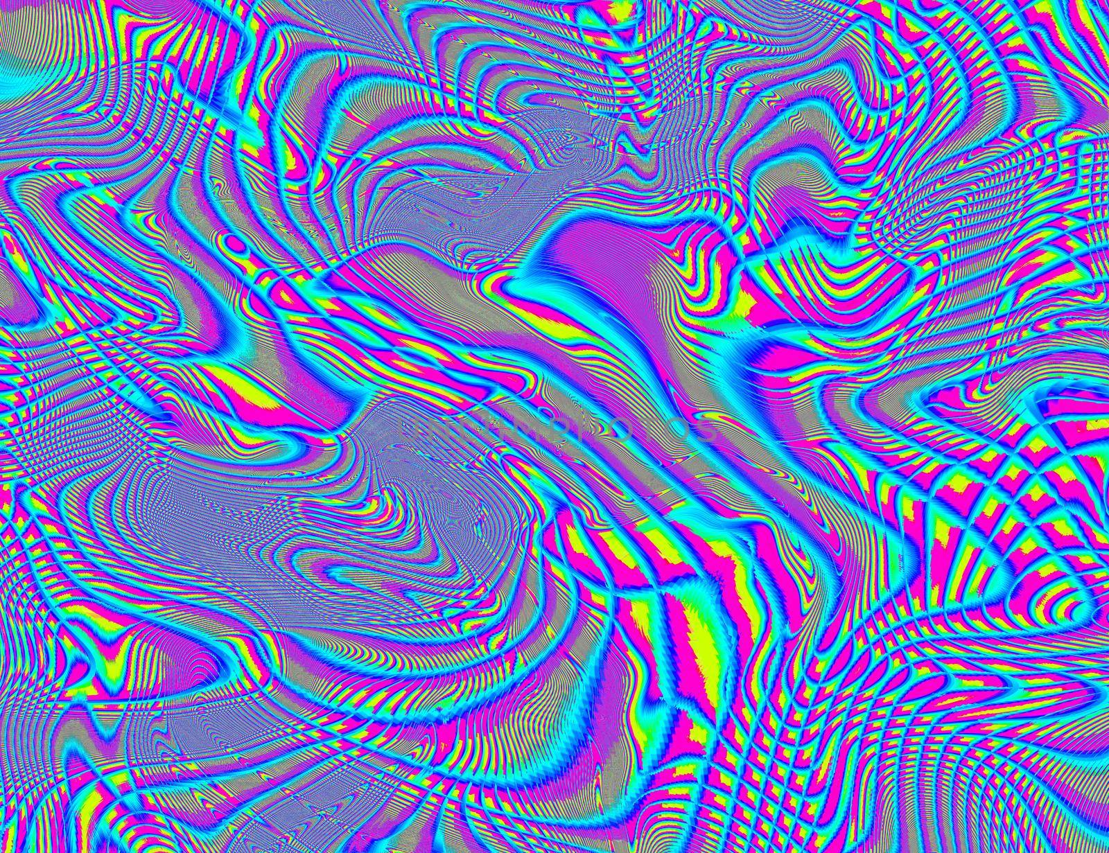 Trippy Psychedelic Rainbow Background Glitch LSD Colorful Wallpaper. 60s Abstract Hypnotic Illusion. Hippie Retro Texture. hallucinations.