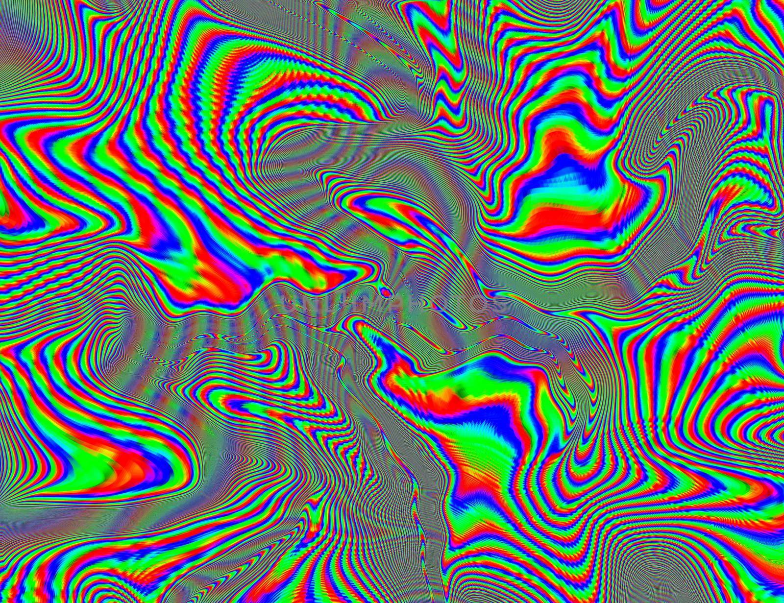 Trippy Psychedelic Rainbow Background Glitch LSD Colorful Wallpaper. 60s Abstract Hypnotic Illusion. Hippie Retro Texture. hallucinations.