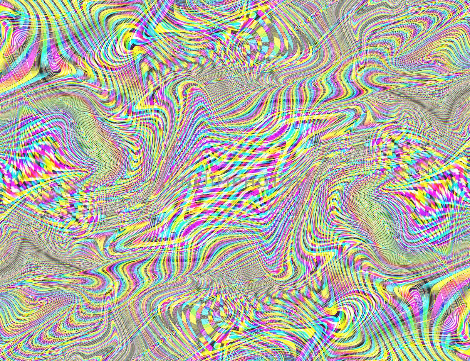 Hippie Trippy Psychedelic Rainbow Background LSD Colorful Wallpaper. Abstract Hypnotic Illusion. Hippie Retro Texture Glitch and Disco.