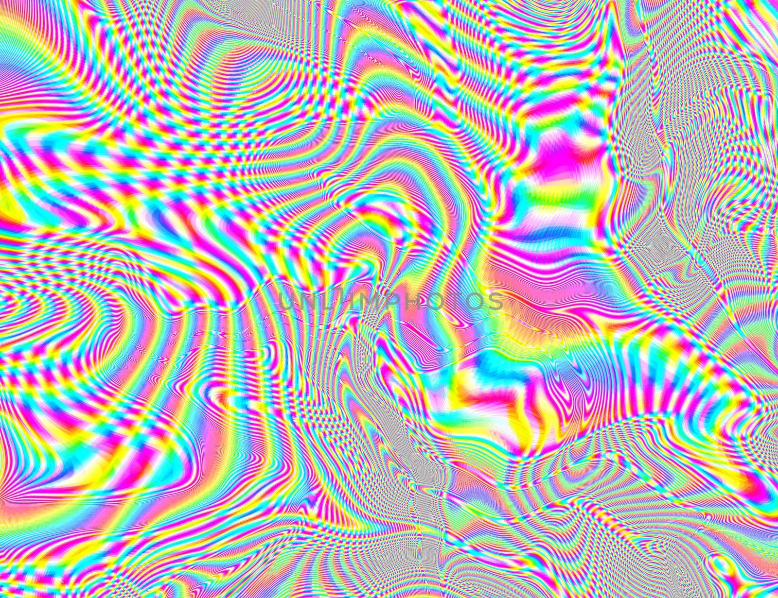 Trippy Psychedelic Rainbow Background Glitch LSD Colorful Wallpaper. 60s Abstract Hypnotic Illusion. Hippie Retro Texture. hallucinations.