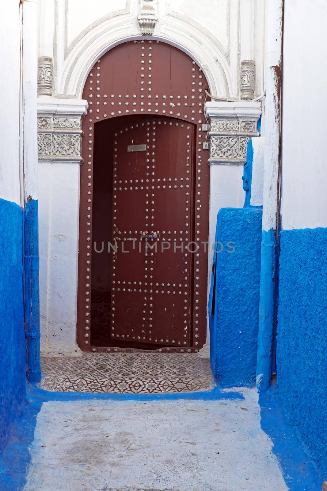 Arabic oriental styled traditional wooden door in Morocco Africa