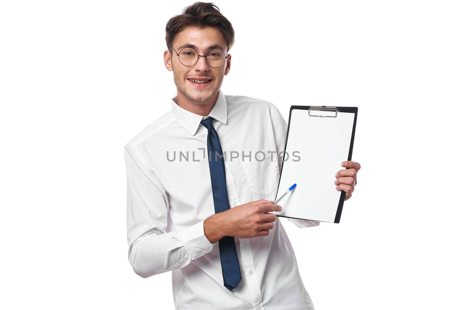 a person documents work is dissatisfaction emotions isolated background. High quality photo