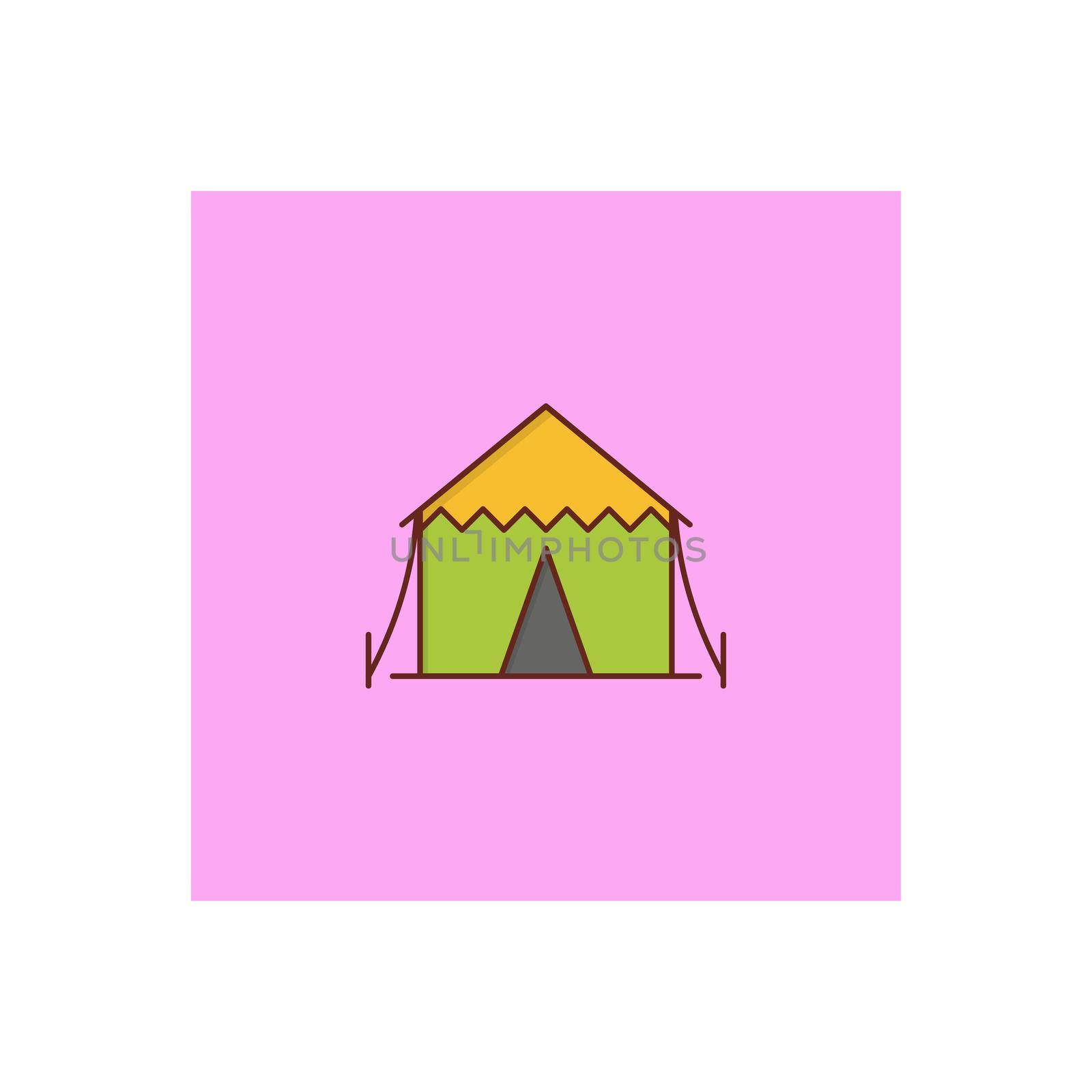camp vector flat color icon