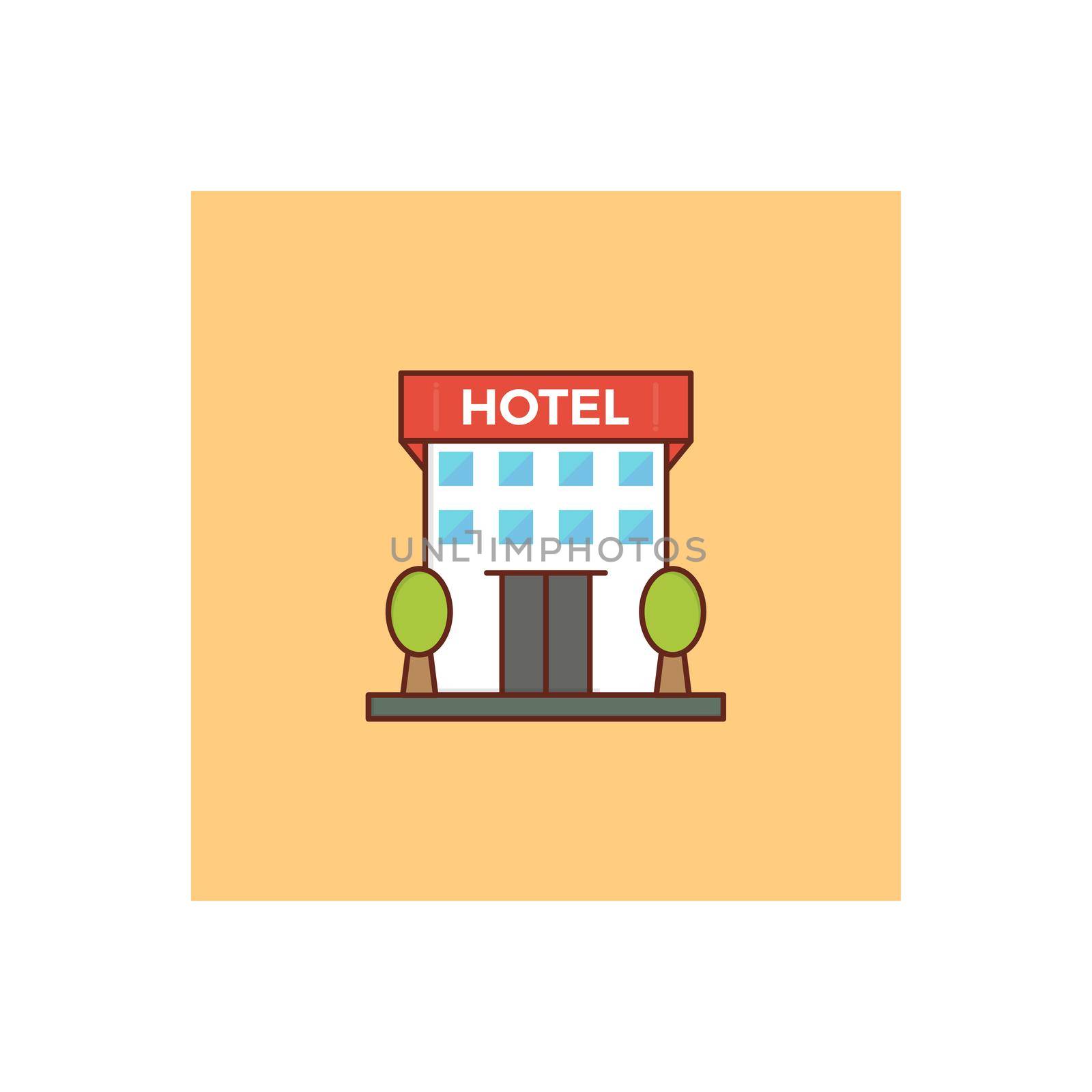 hotel vector flat color icon