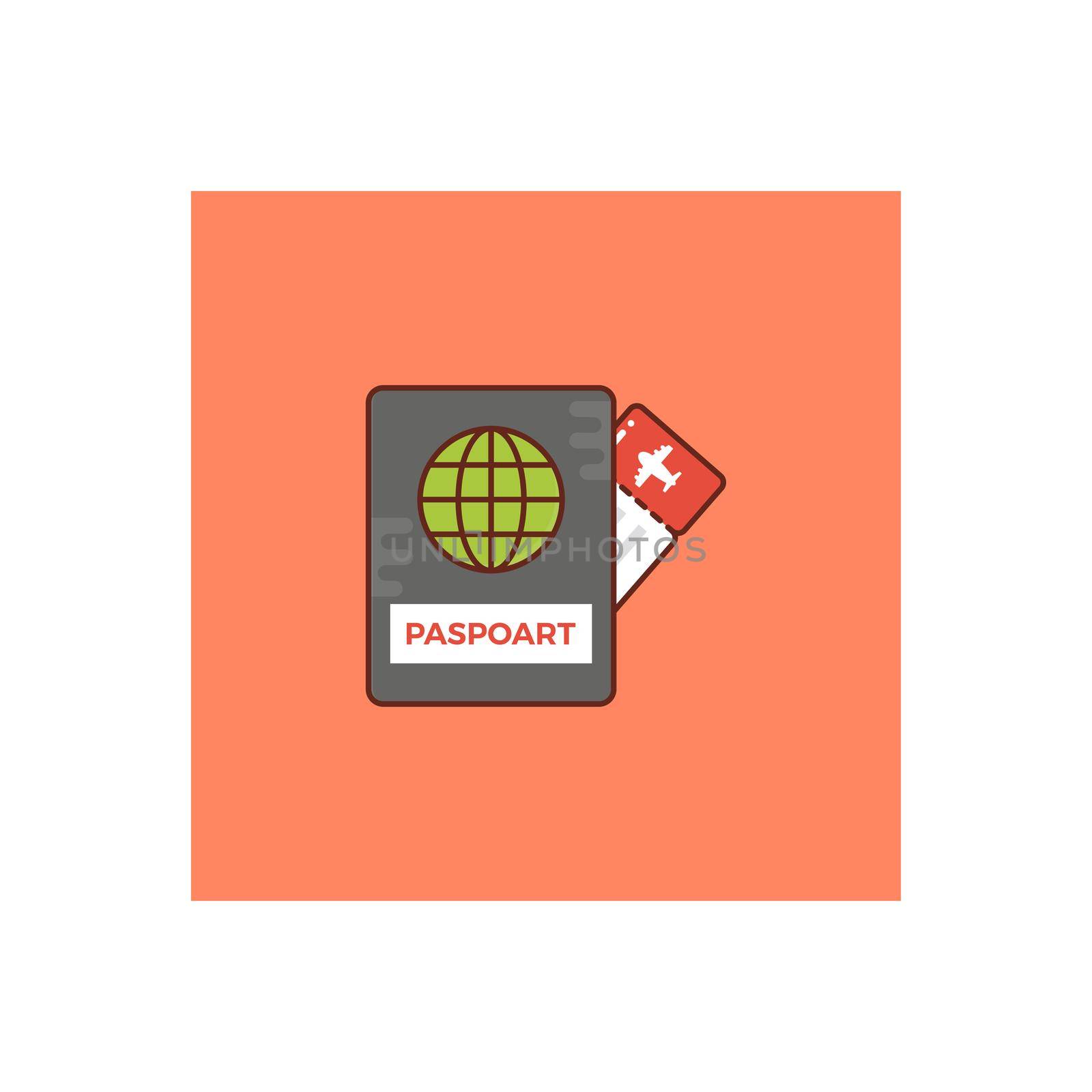 passport vector flat color icon