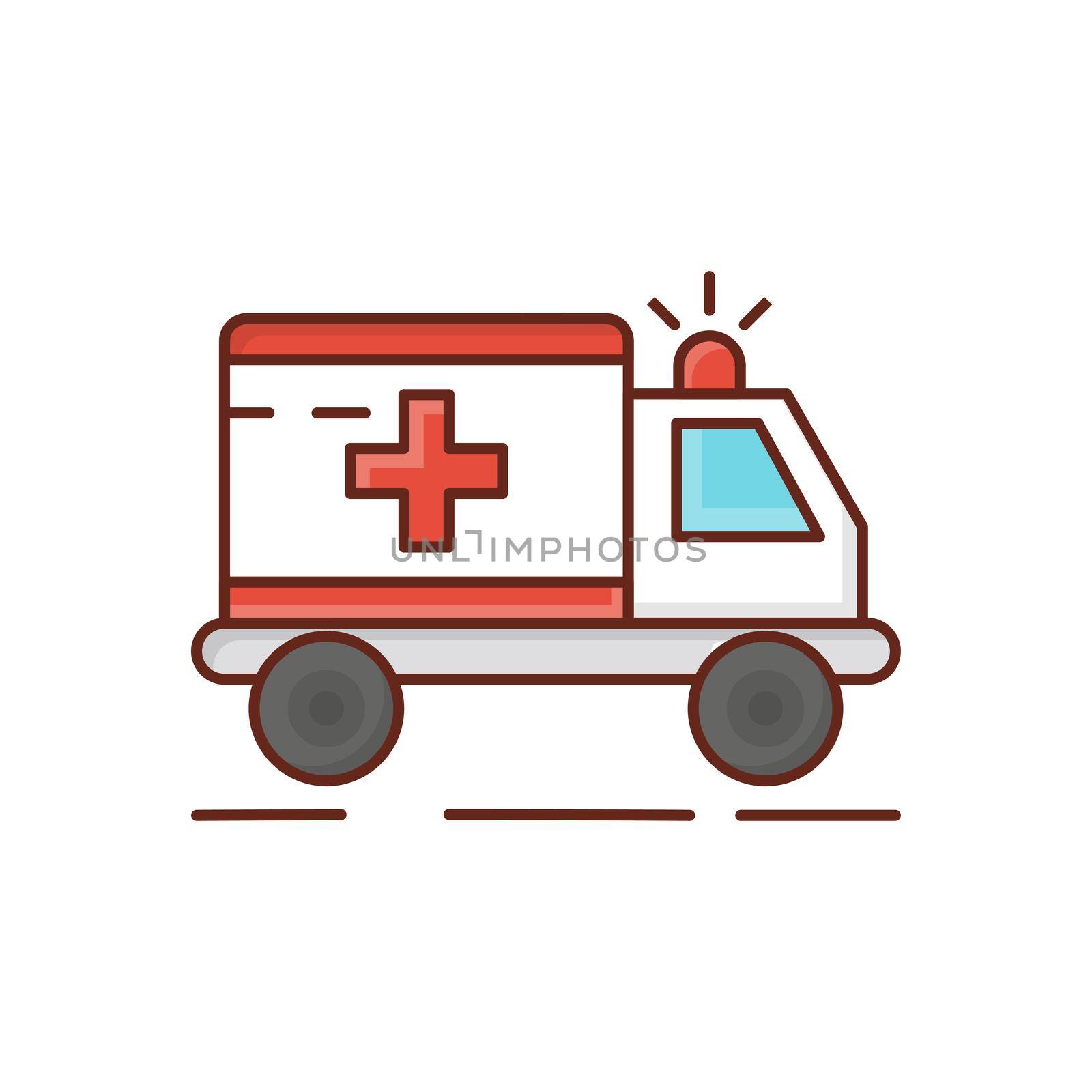 ambulance Vector illustration on a transparent background. Premium quality symbols. Vector Line Flat color icon for concept and graphic design.