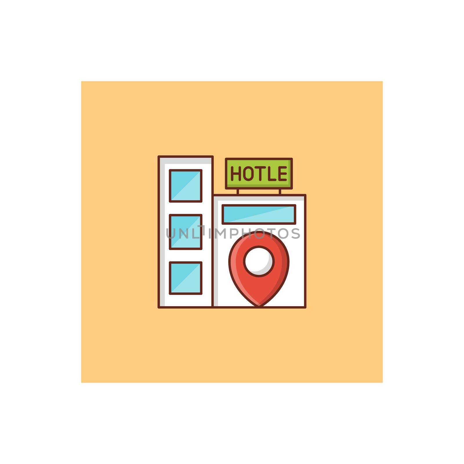 hotel Vector illustration on a transparent background. Premium quality symbols. Vector Line Flat color icon for concept and graphic design.