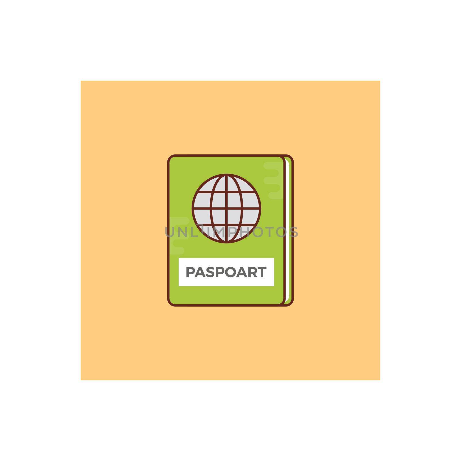 passport vector flat color icon