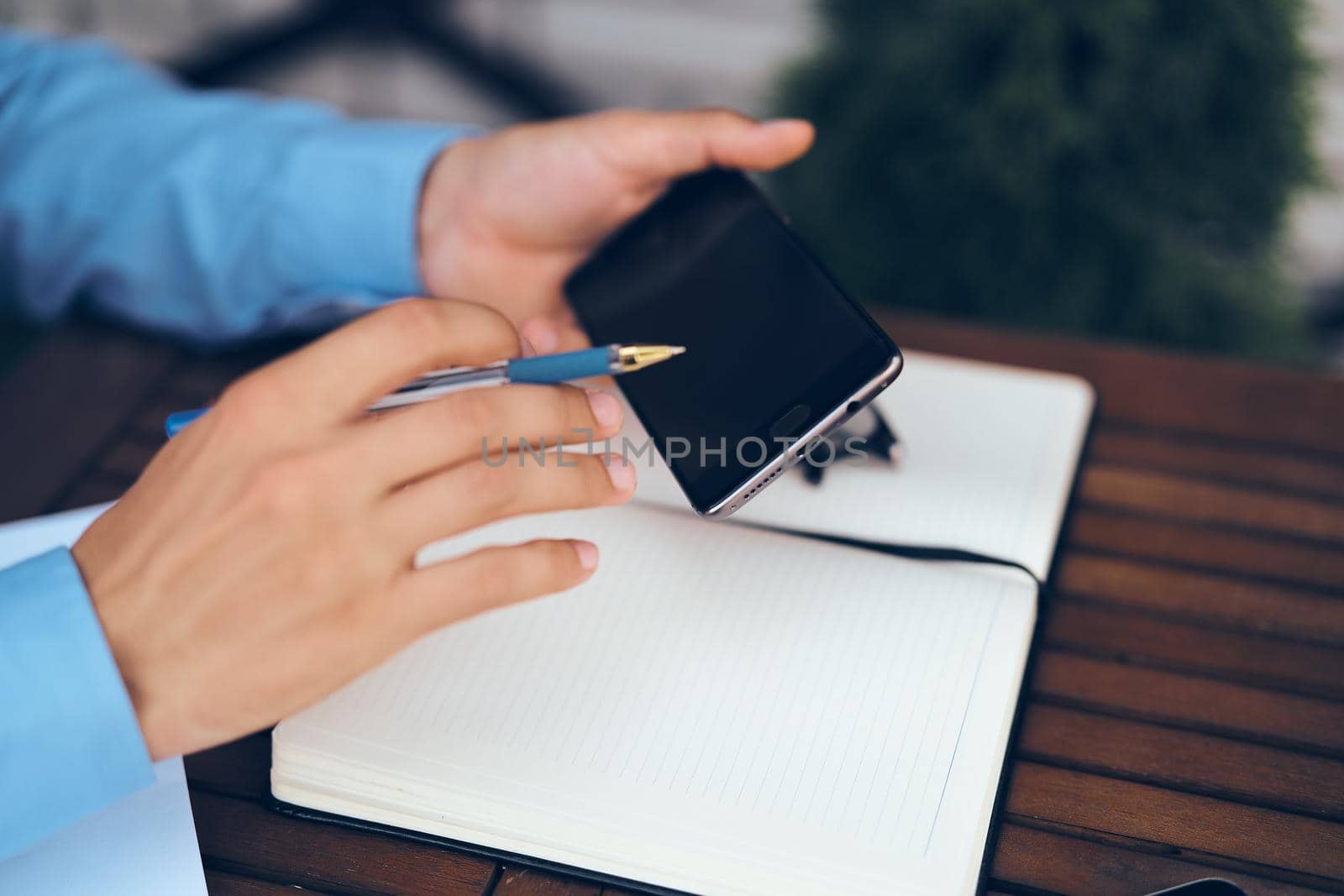 documents work outdoors communication internet technology. High quality photo