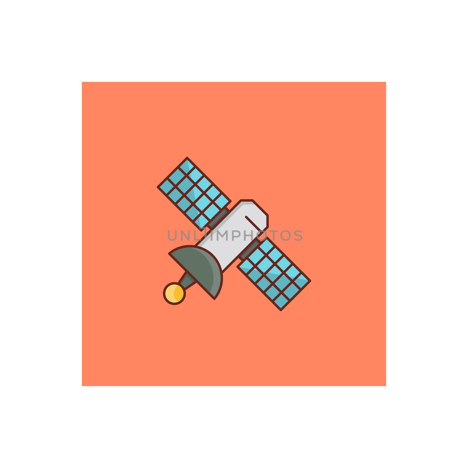 satellite Vector illustration on a transparent background. Premium quality symbols. Vector Line Flat color  icon for concept and graphic design.