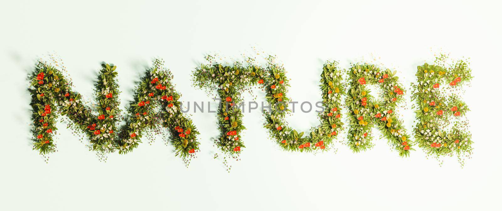 nature sign written with flowers and grass by asolano