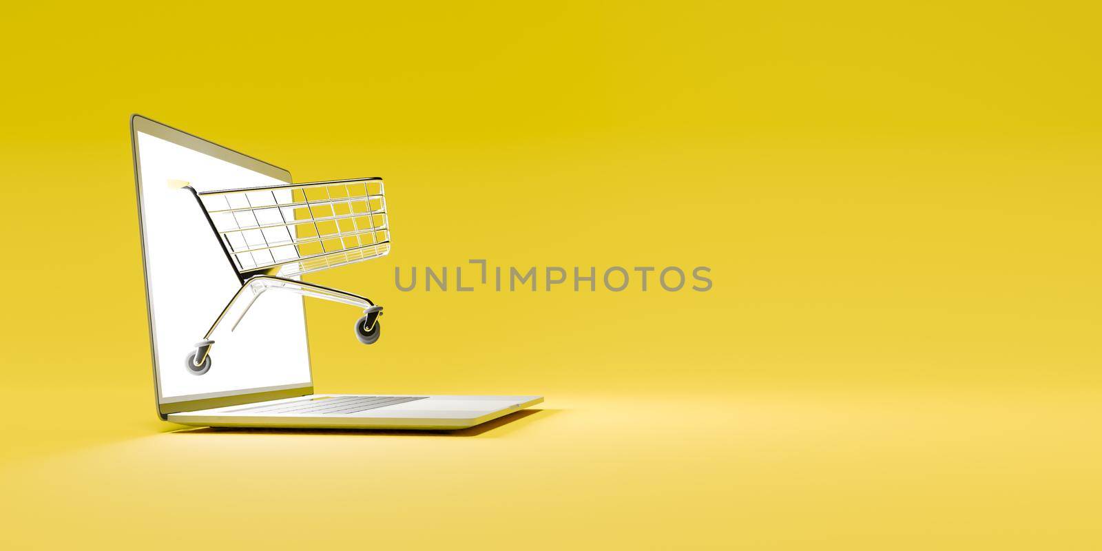 shopping cart coming out of a computer screen by asolano