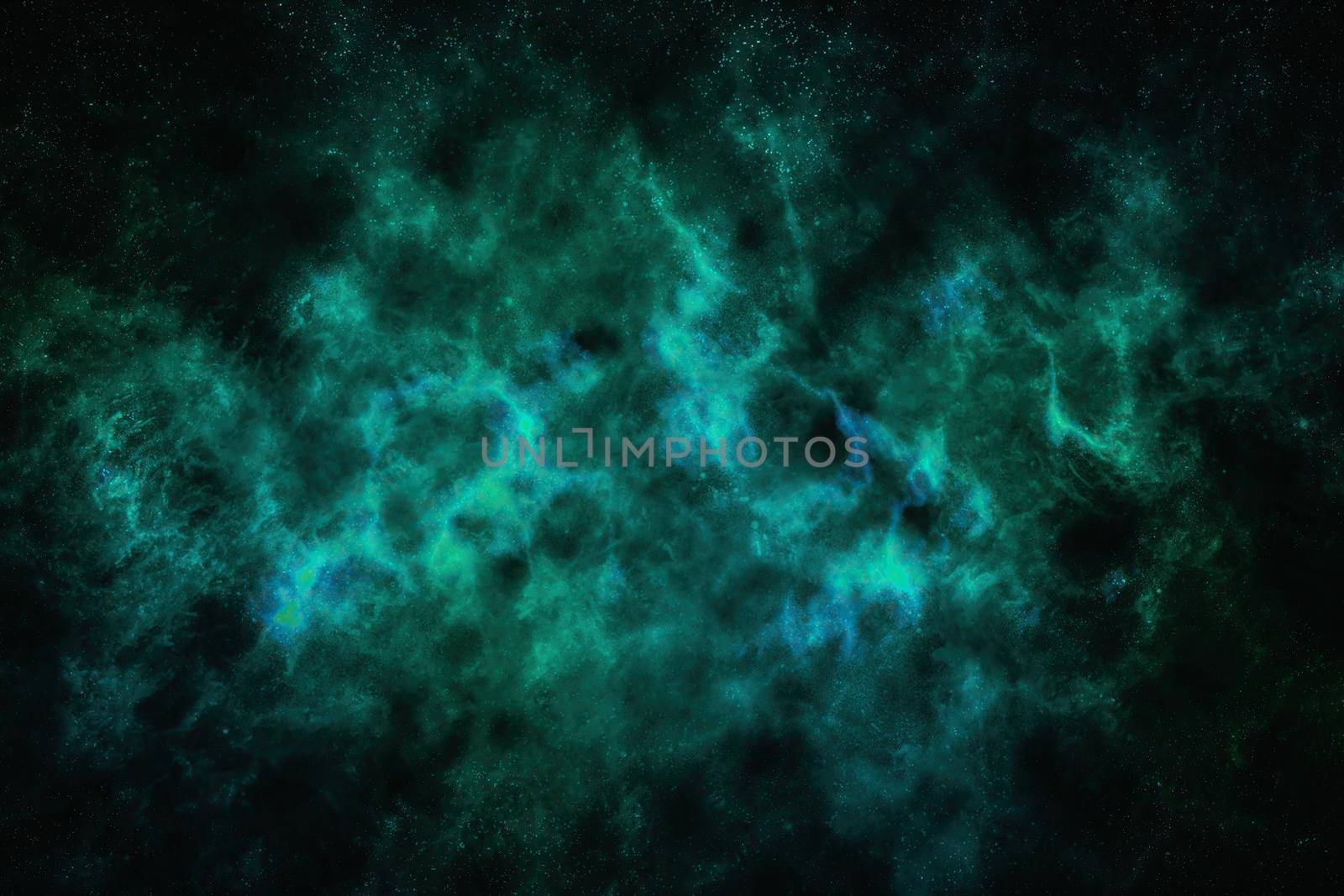 abstract green nebula with small stars