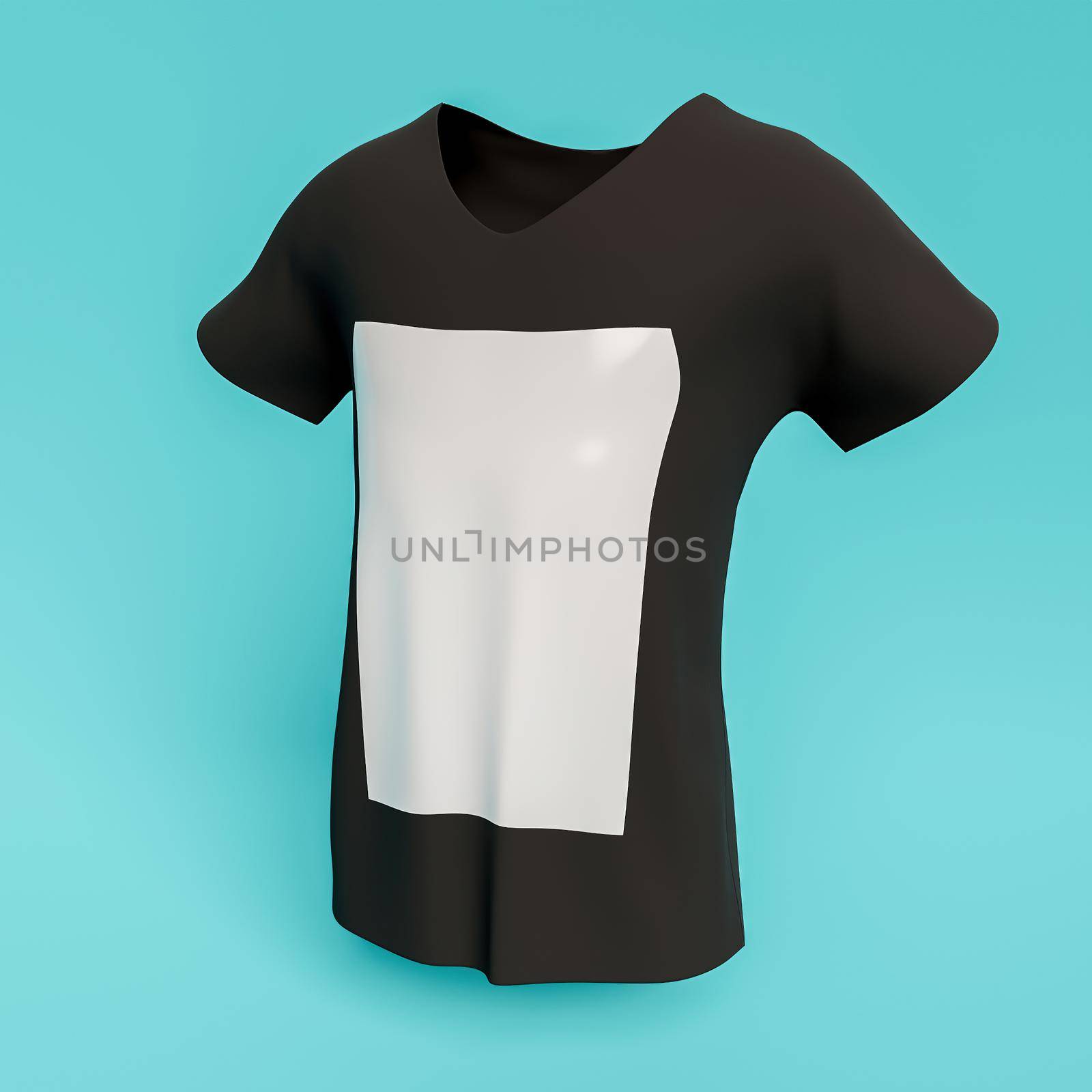 mockup of t-shirt with white square in the center for design sample. 3d rendering