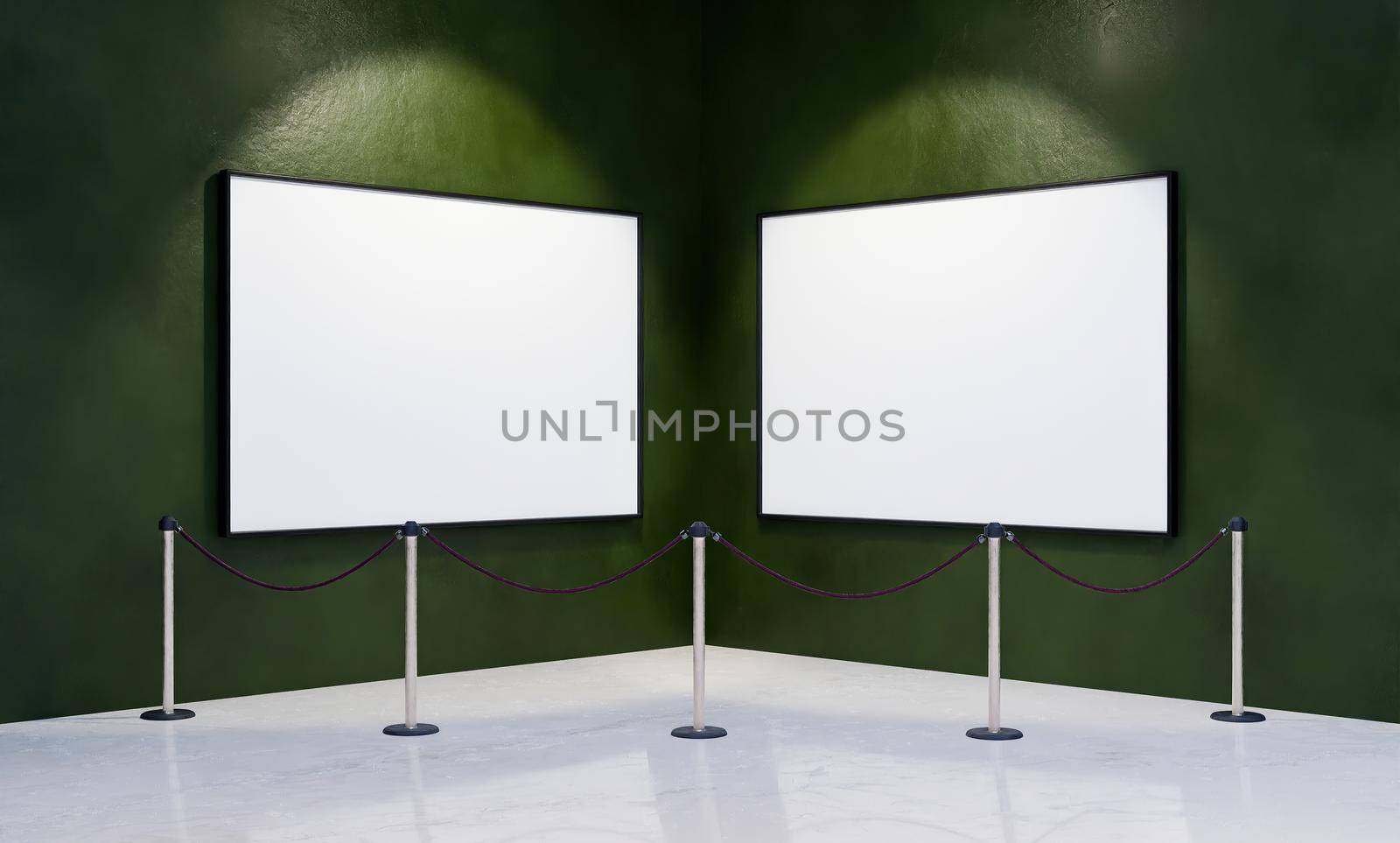 mockup of frames in the corner of a museum by asolano