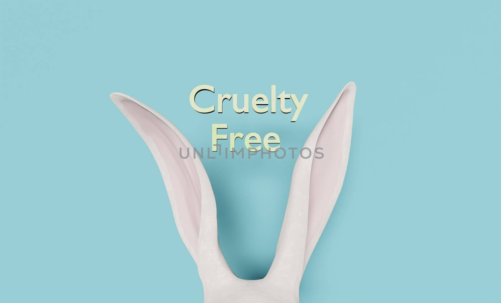 white rabbit ears peeking out with CRUELTY FREE sign by asolano