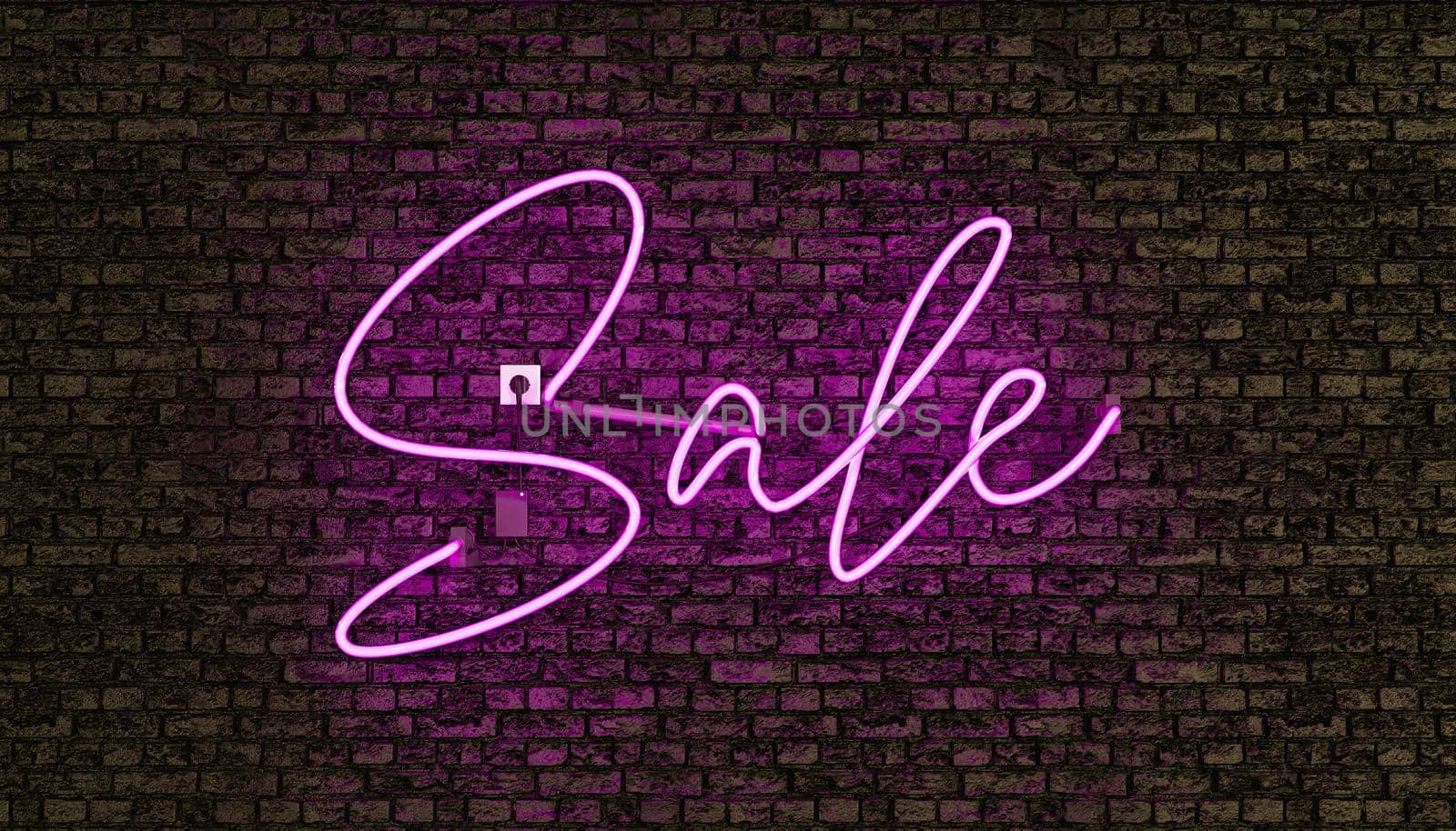realistic neon lamp with the word SALE in pink by asolano