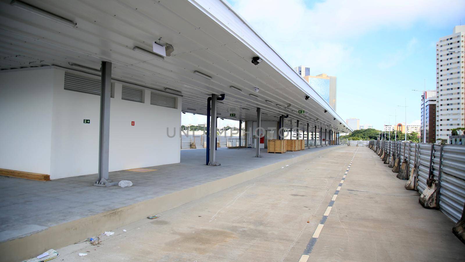 salvador, bahia, brazil - july 20, 2021: view of a BRT station under construction on Avenida ACM in the city of Salvador.