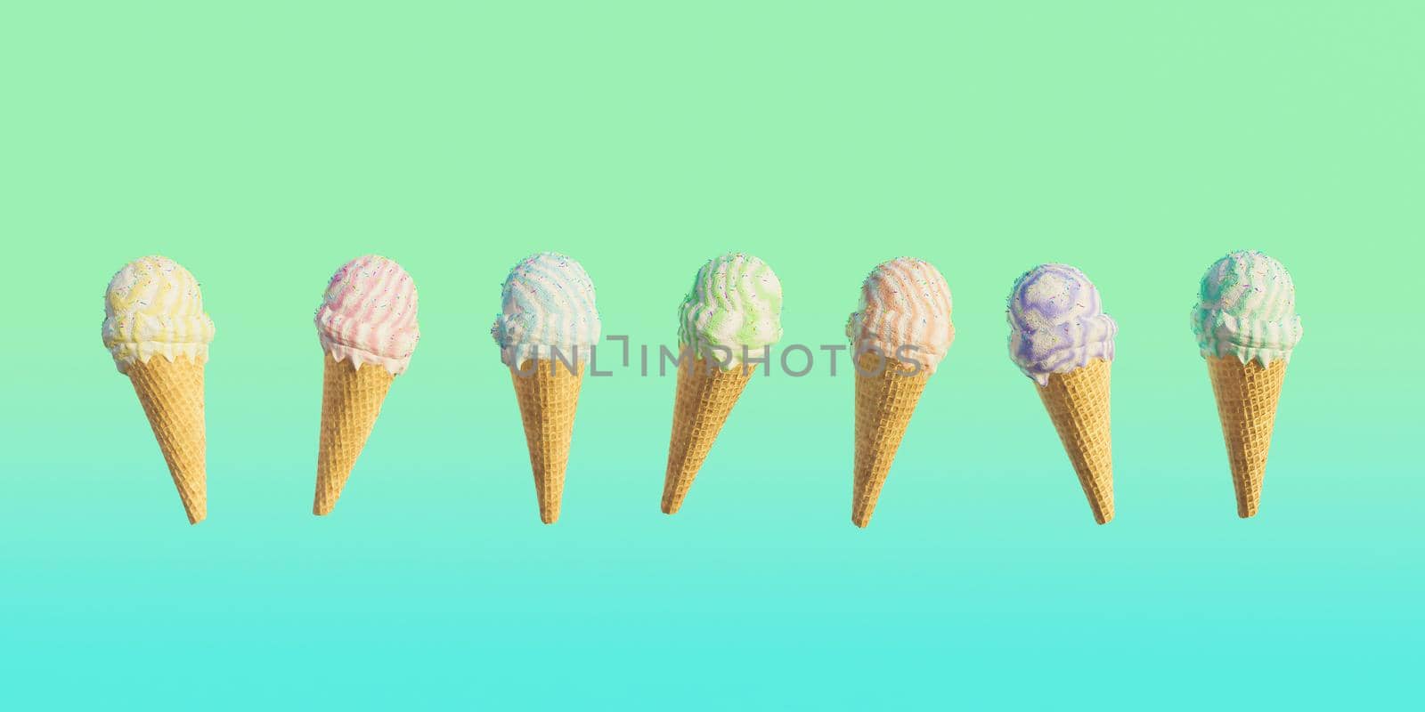 ice cream cones with gradient background. summer time by asolano