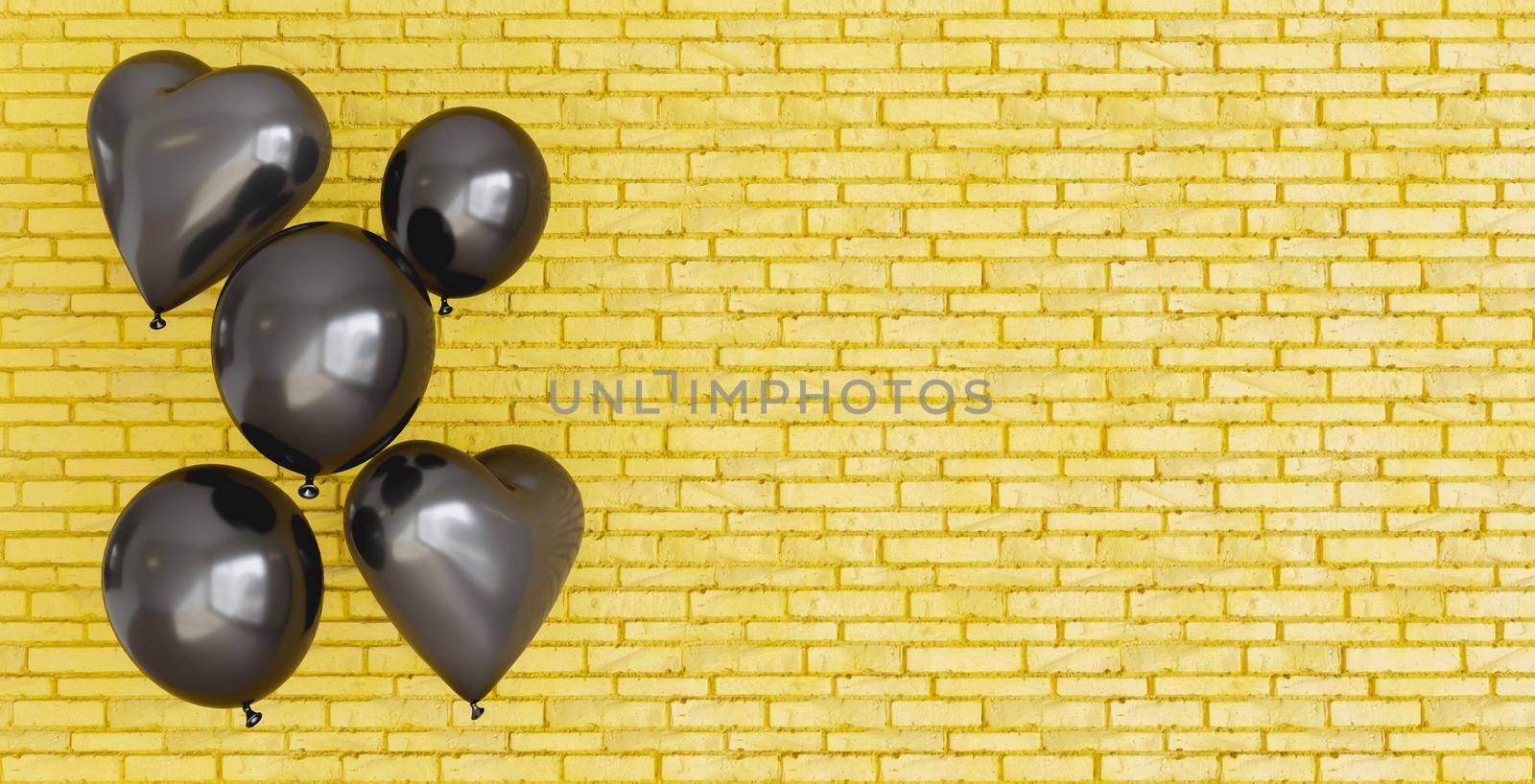 wall with black heart balloons by asolano