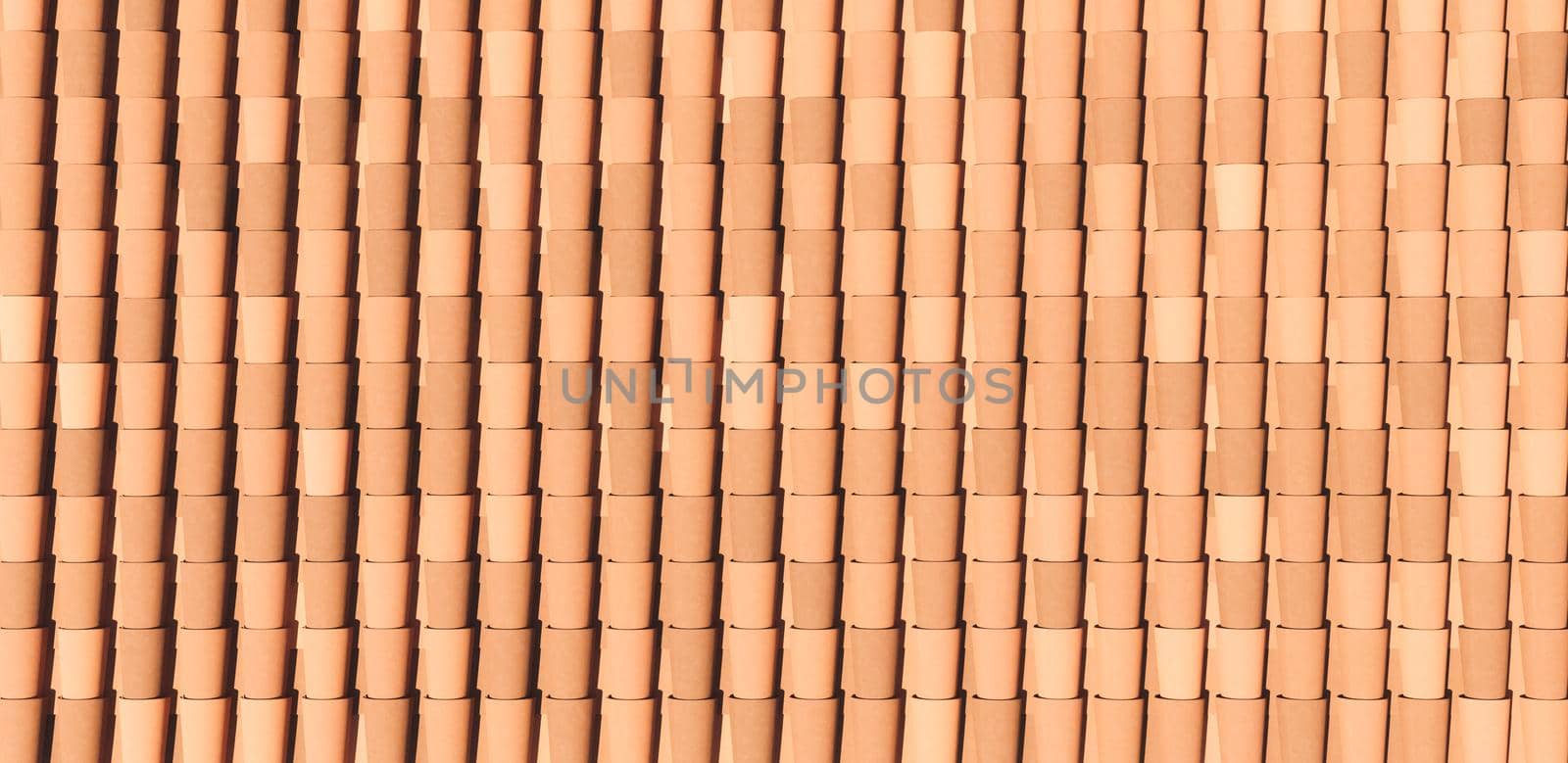top view of roof with ceramic tile pattern. abstract background. 3d render