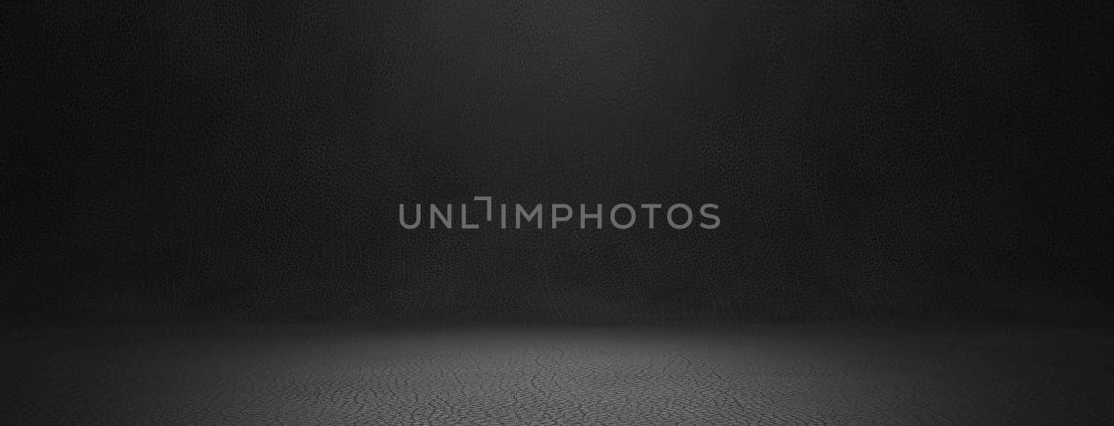 dark background of leather fabric with central illumination for product display. 3d render