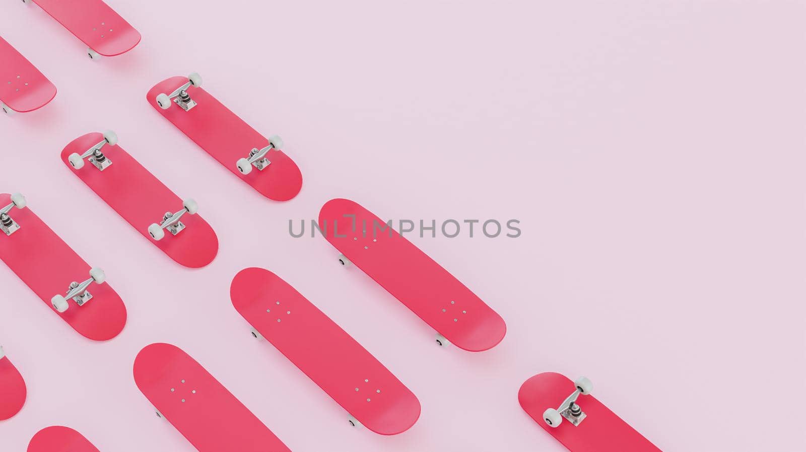 red skateboard pattern with space for text and pastel color. minimal. 3d render