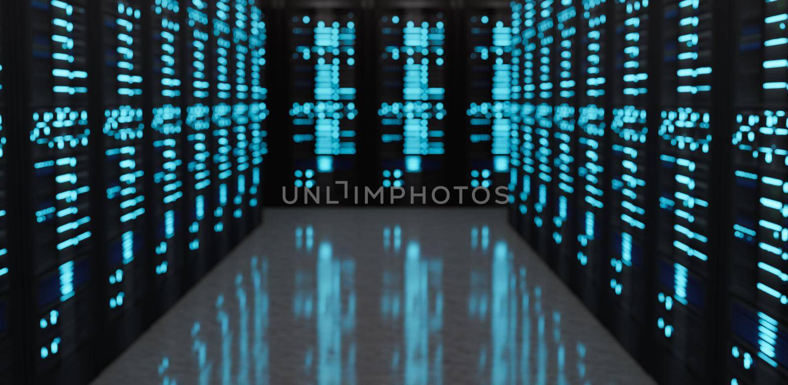 defocused background of a server room by asolano