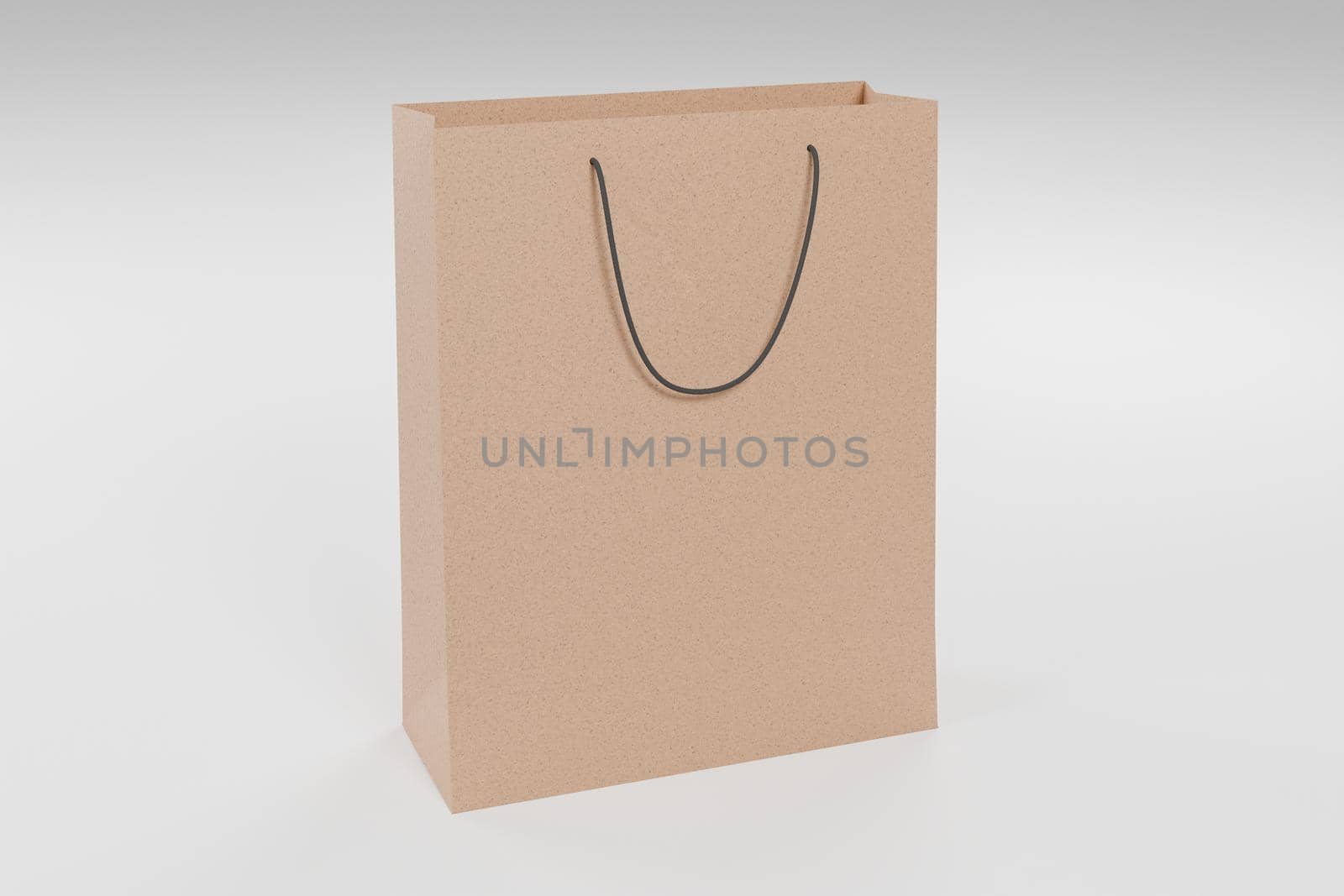 mockup of cardboard shopping bag on white background. 3d render