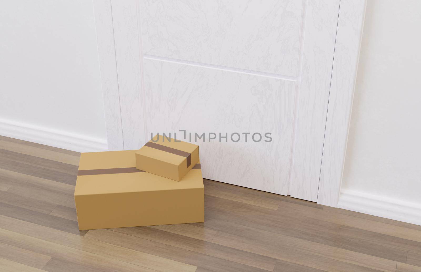 shopping packages on the floor in front of a door by asolano