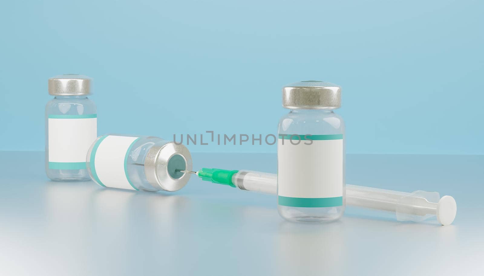 vaccine bottles with blank label and millimeter syringe by asolano