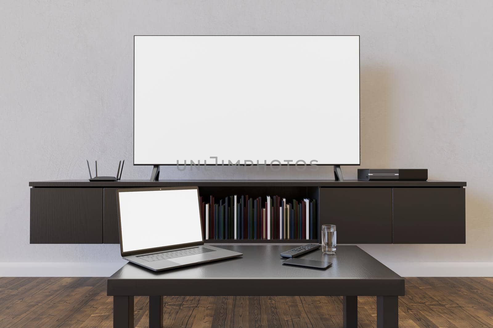 mock-up of television and laptop in a living room by asolano