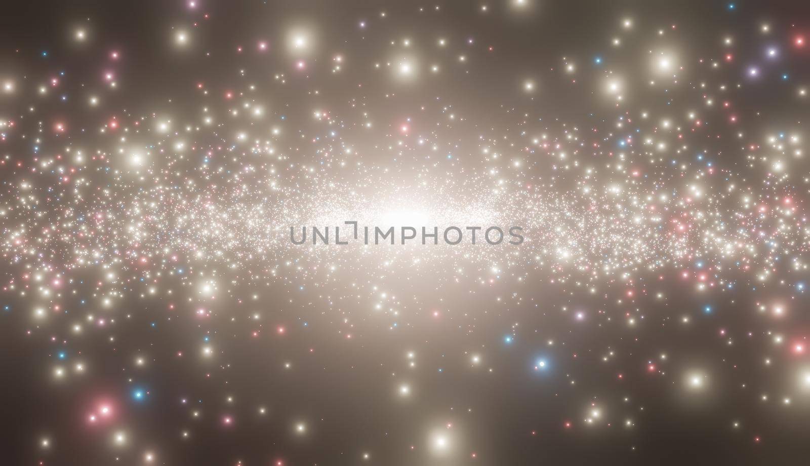 galactic center with many brightly colored stars. 3d render