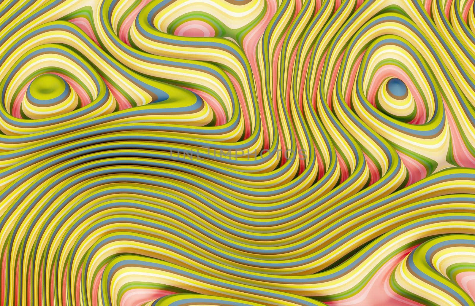 abstract 3d wave background with retro pastel colored lines. 3d rendering