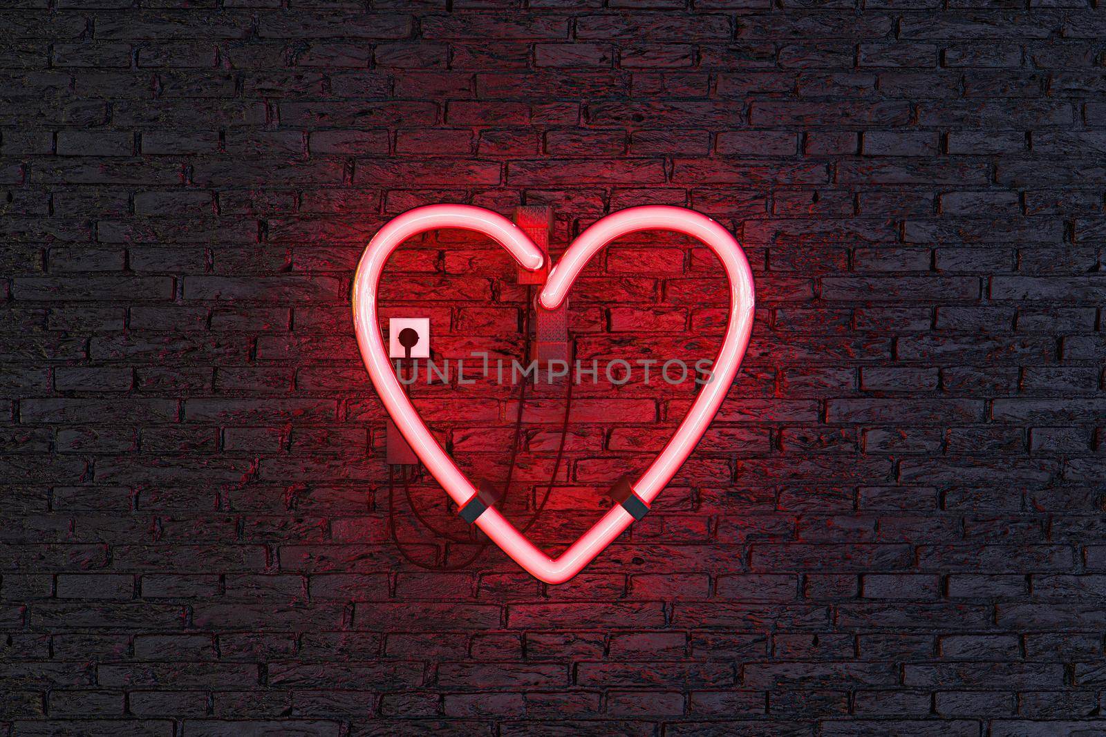 heart symbol on red neon lamp by asolano