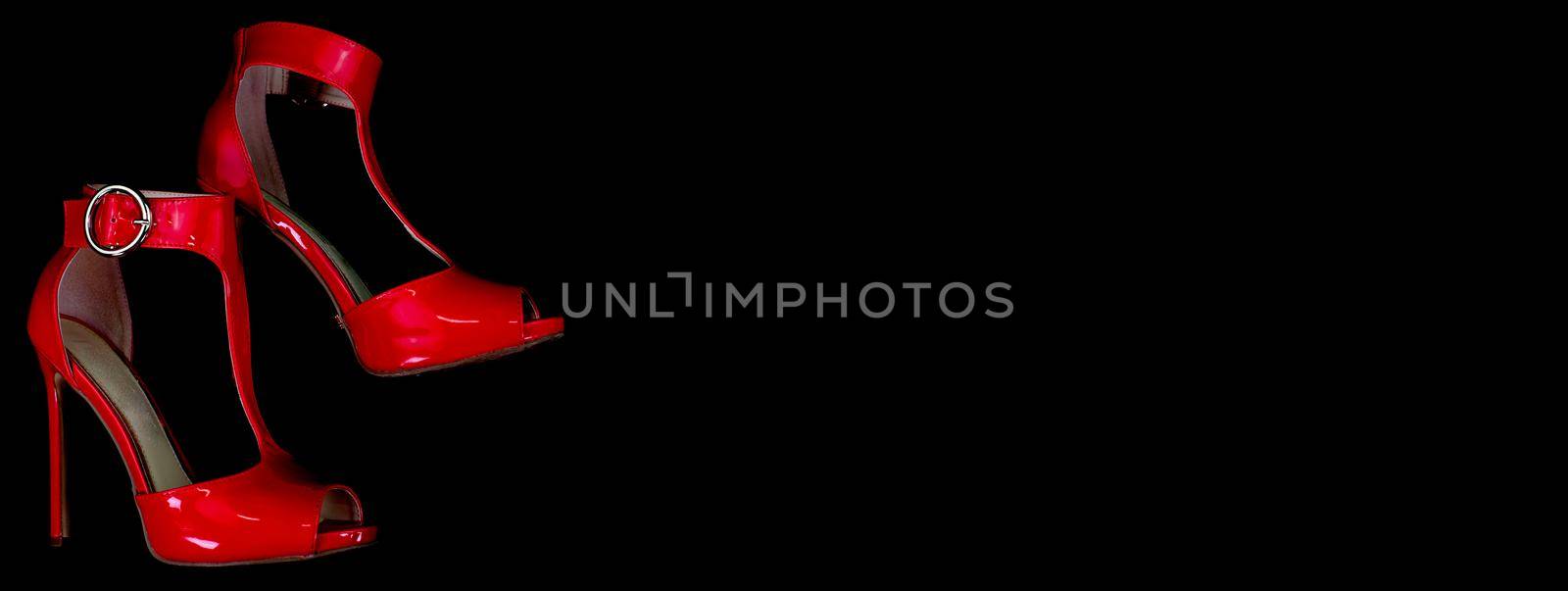 banner with red sandal summer paint black background
