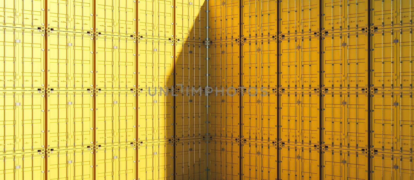 yellow corner truck container pattern. 3d rendering