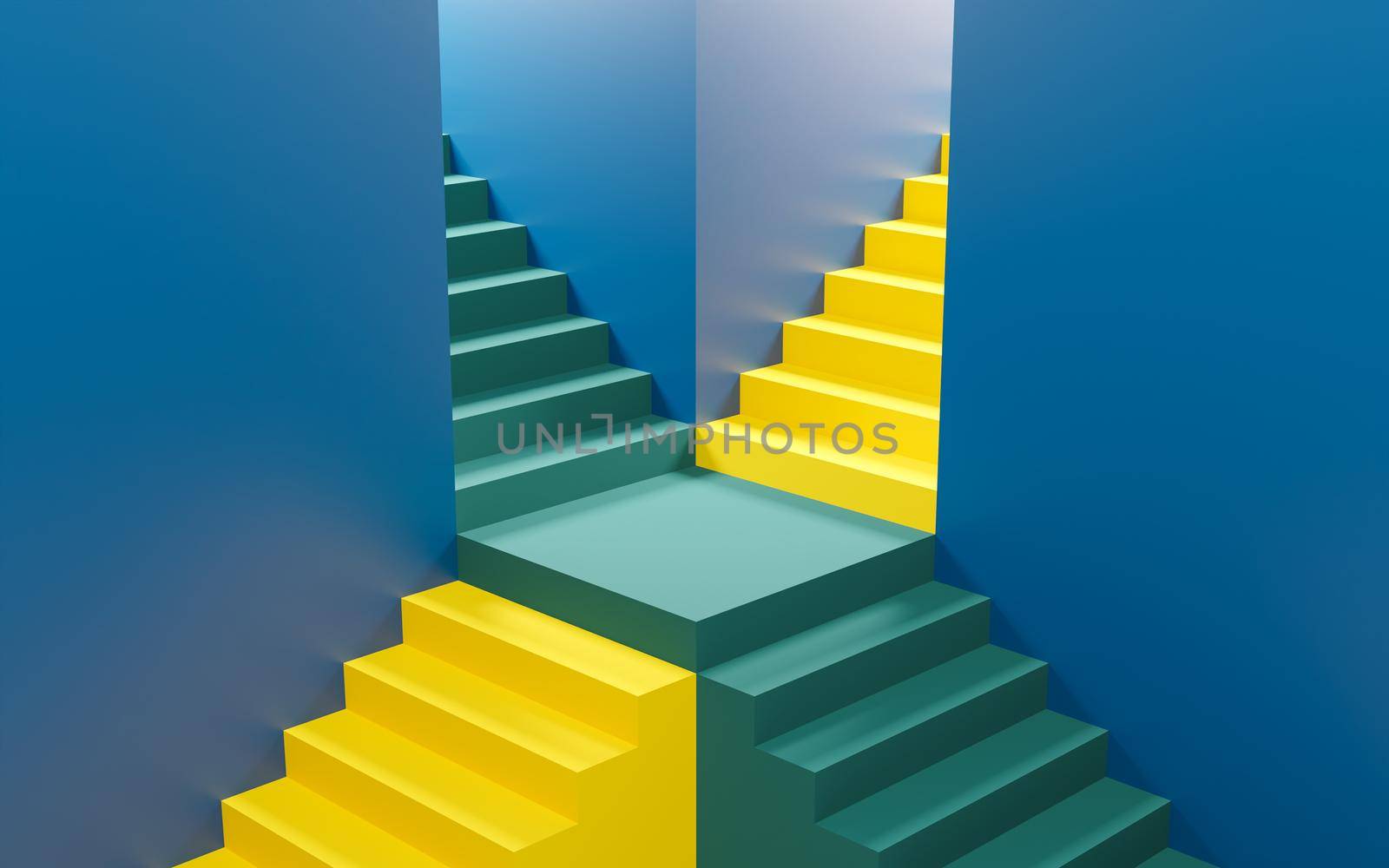 mock-up of colorful staircase product stand by asolano