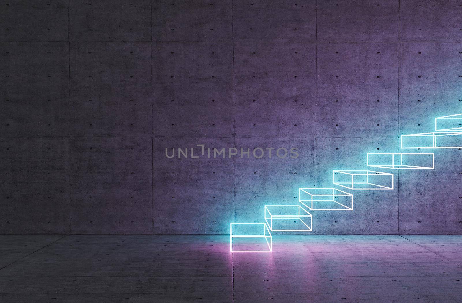 abstract stairs with neon lighting by asolano