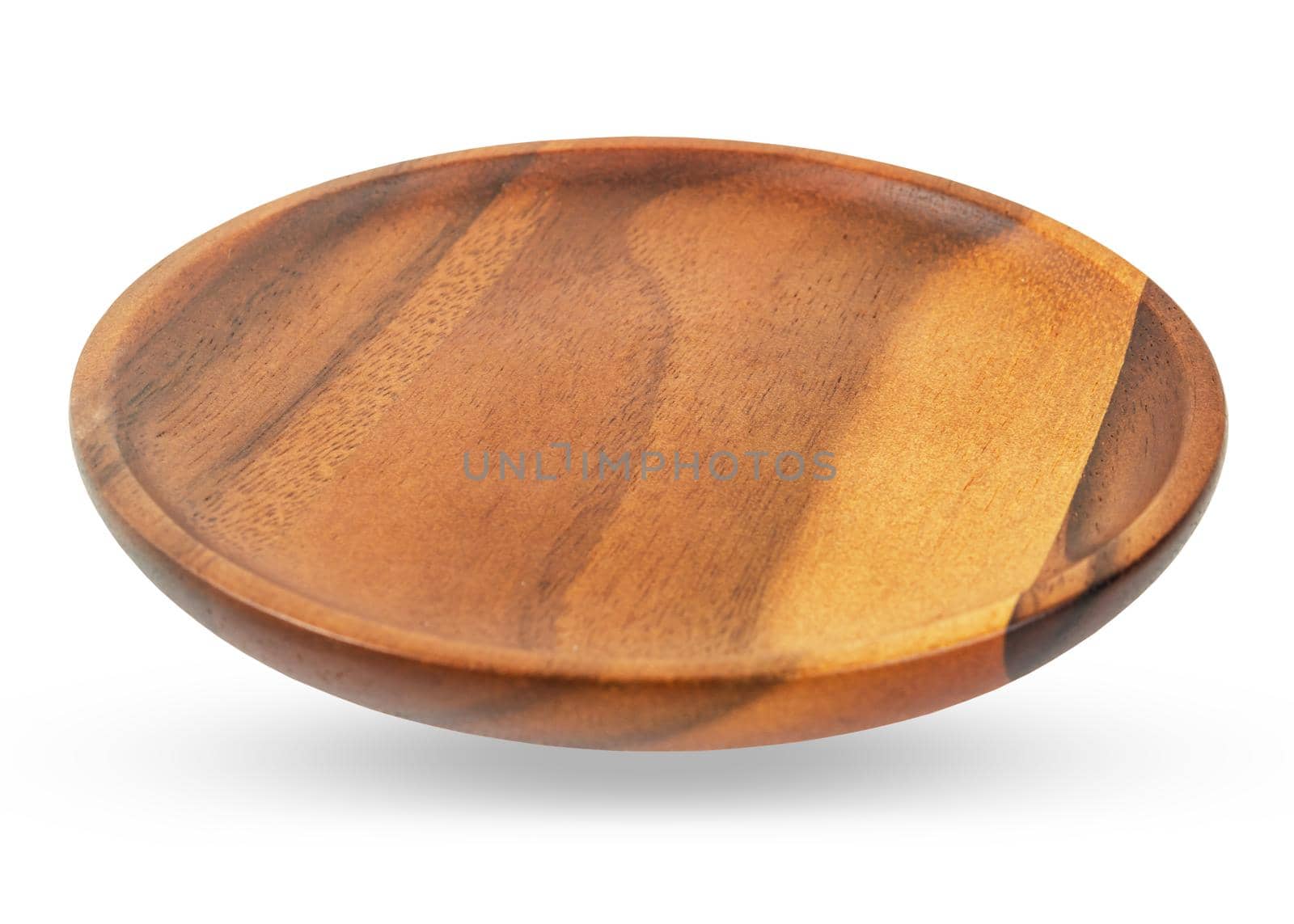 Wooden dish isolated on white backgroud, Save clipping path.