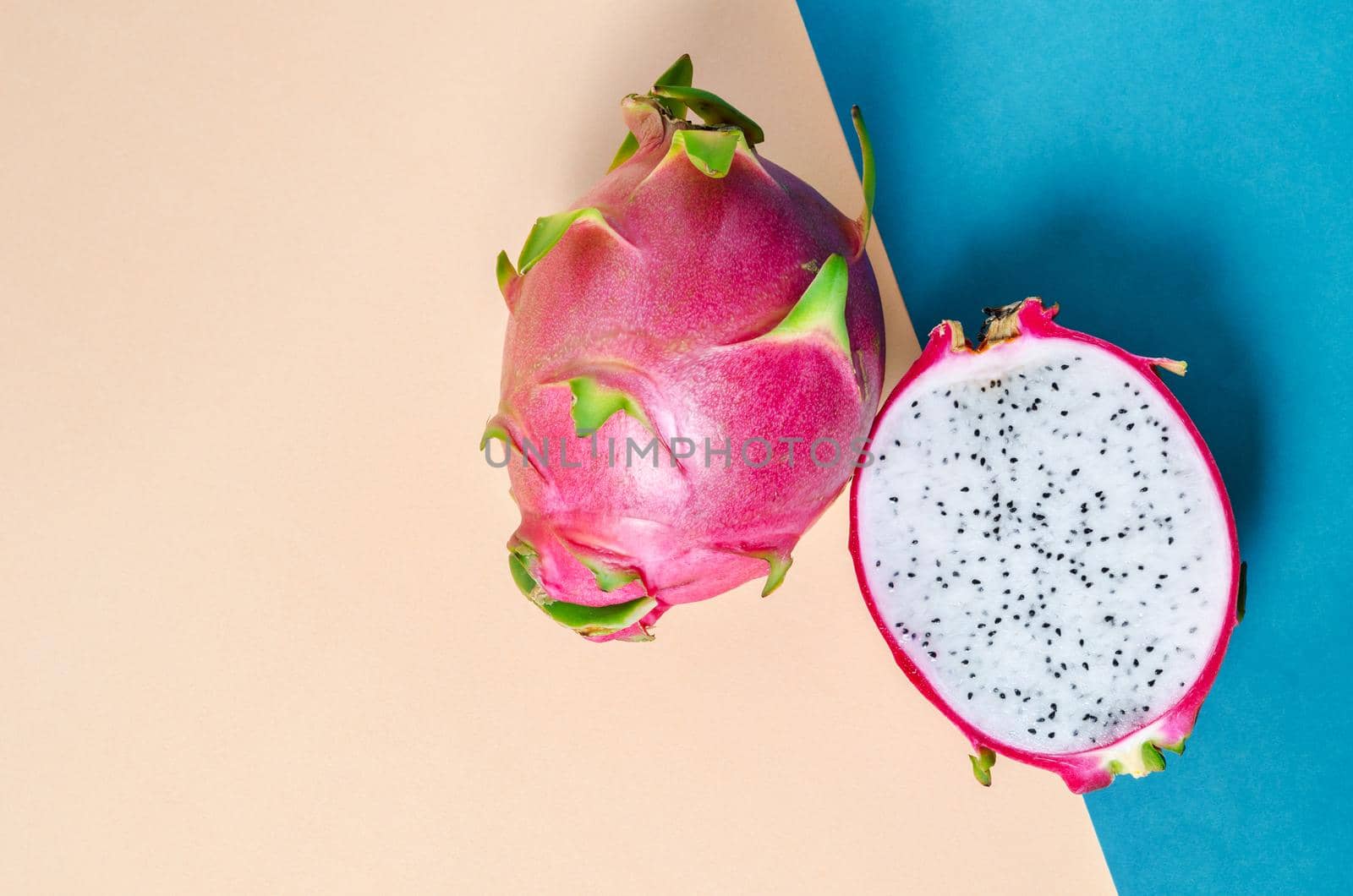 Fresh dragon fruit slice on beautiful background.