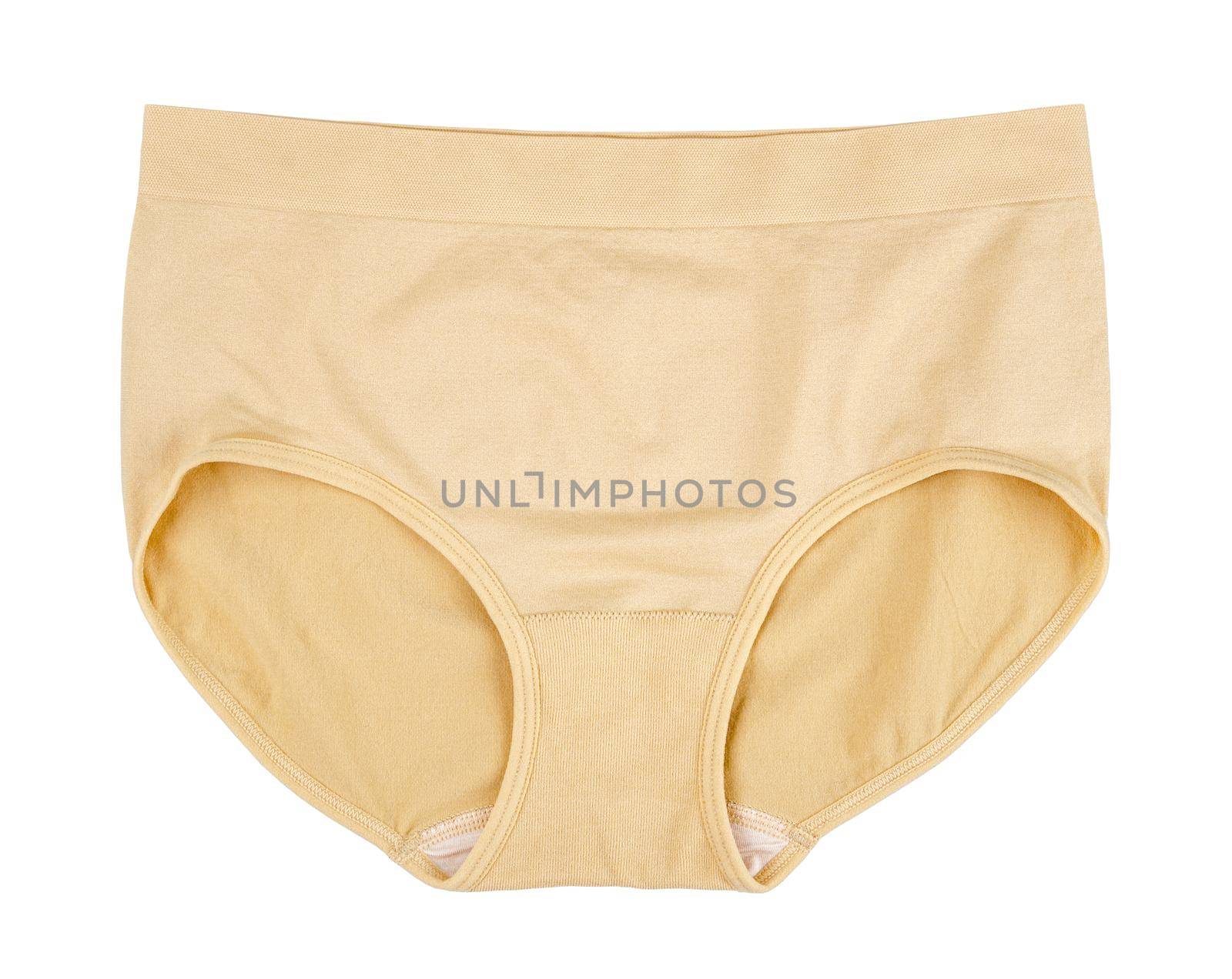 Brown cotton female panties isolated on white background, Save clipping path.