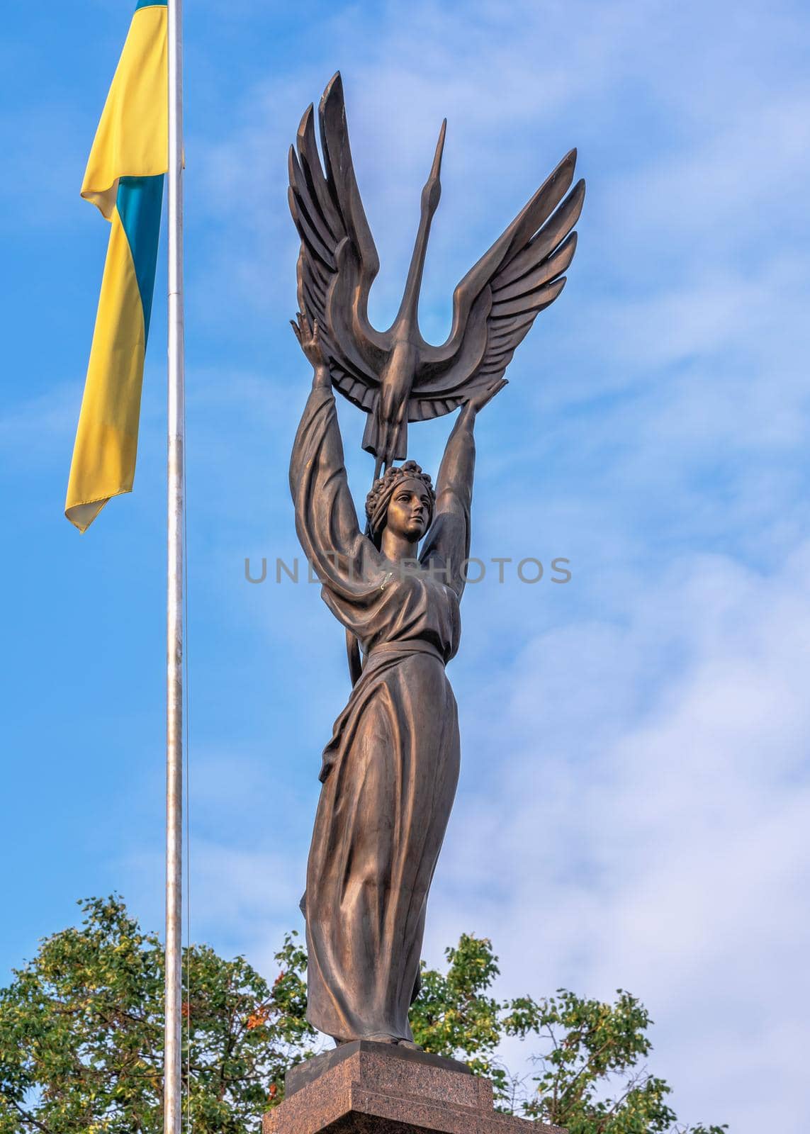 Ternopil, Ukraine 06.07.2021. Monument of independence in Ternopil, Ukraine, on a sunny summer morning