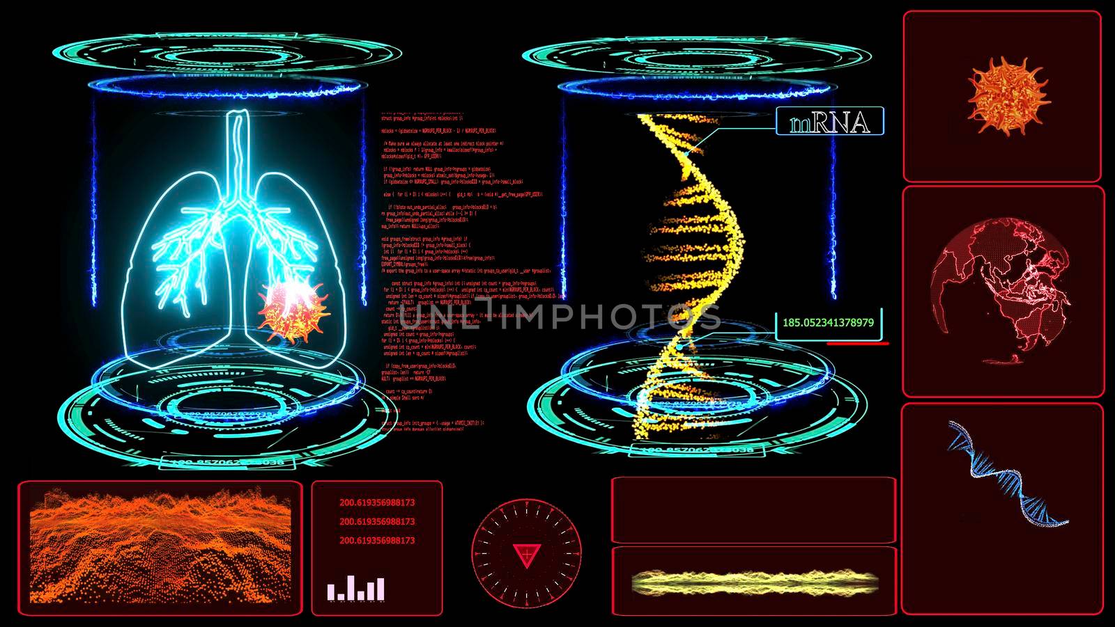 mRNA and lungs model to cure simulation on computer digital laboratory capsule by Darkfox