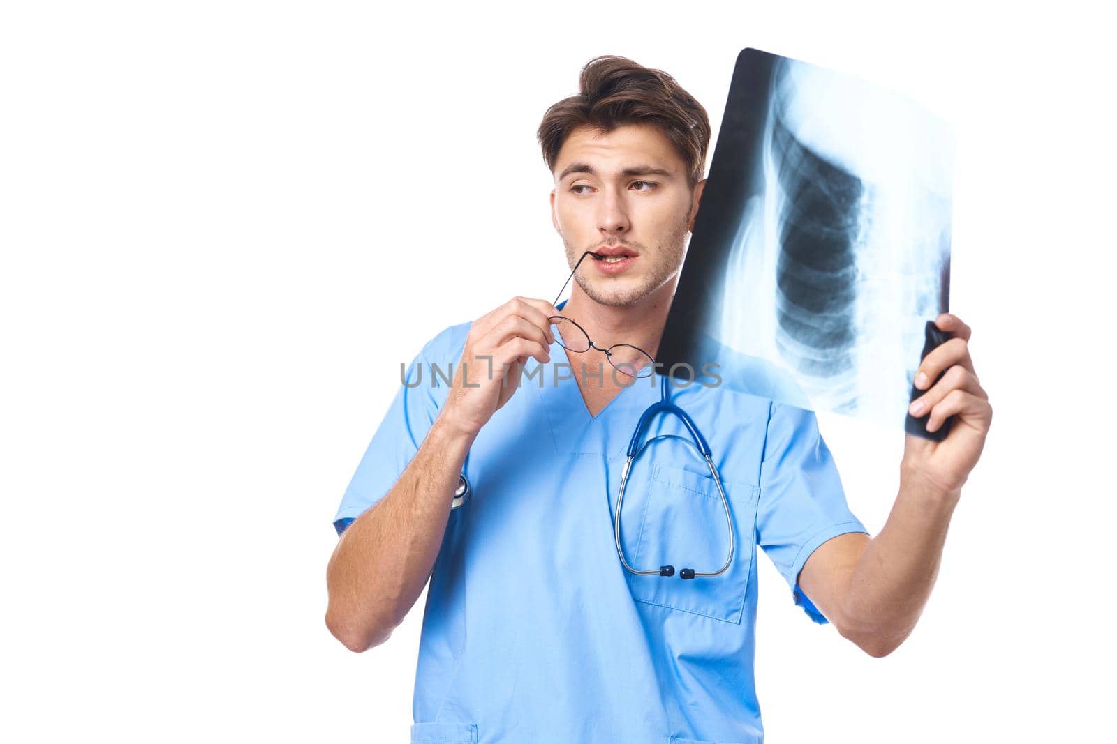 male doctor health care treatment x-ray examination isolated background. High quality photo