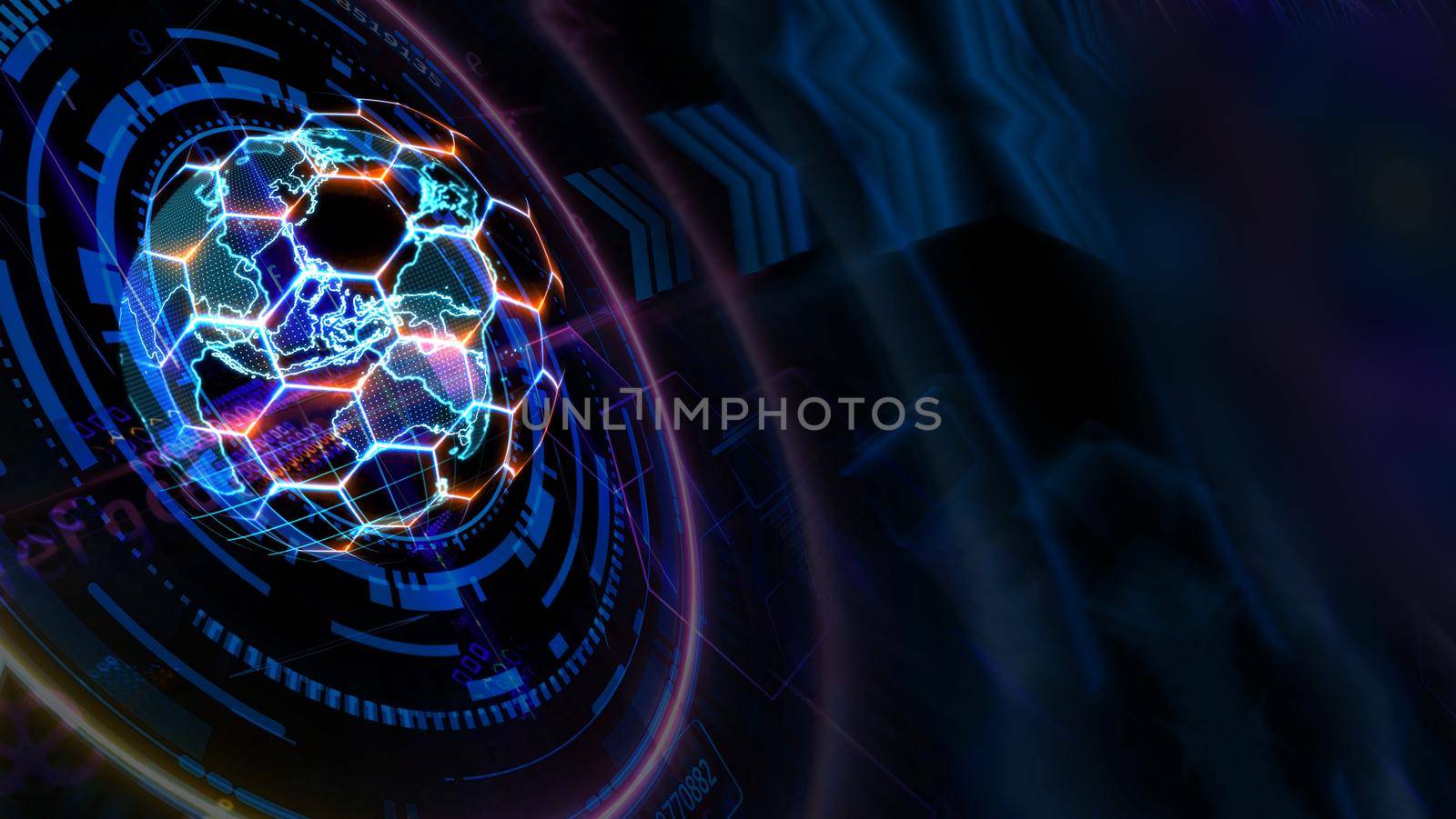 Quantum computer futuristic technology with digital hexagon and red blue laser animation by Darkfox