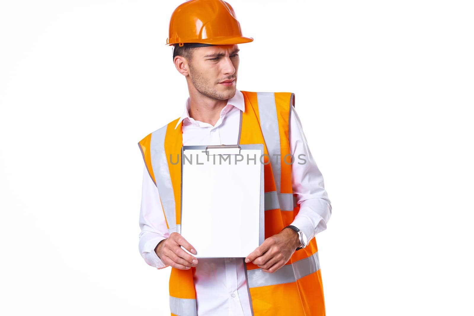 Engineer with documents working form of professionals. High quality photo