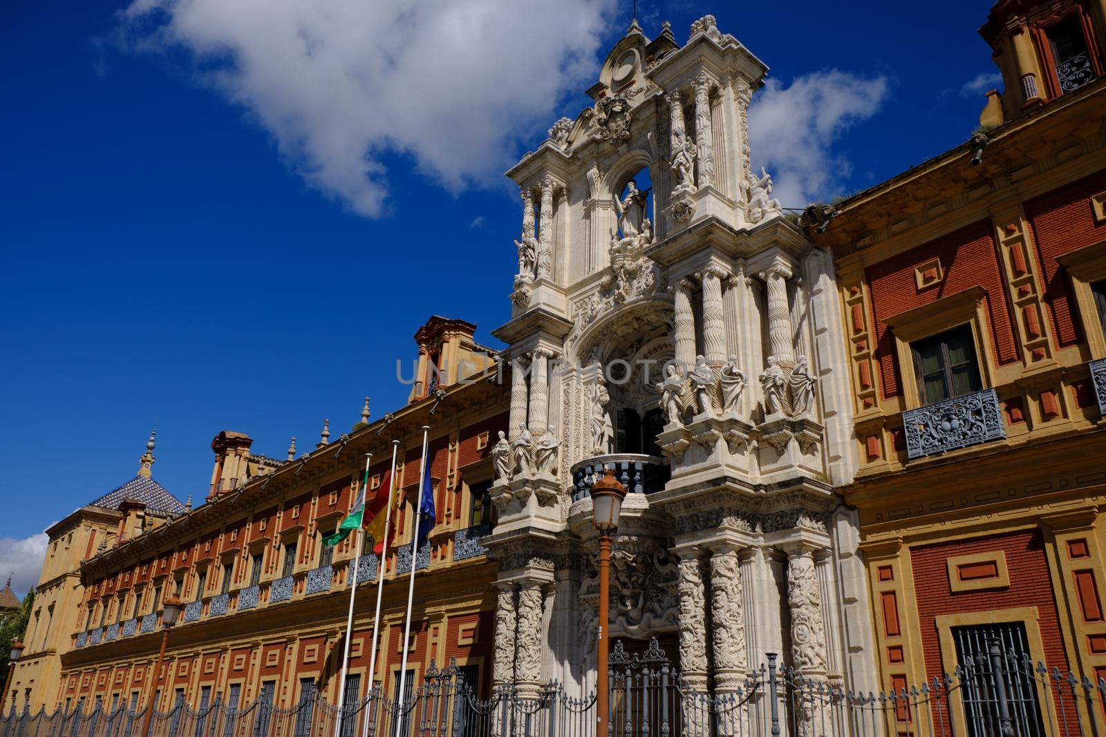 view of San Telmo Palace, Seville, Spain. Seat of the presidency in a sunny day